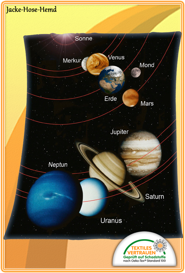 Decke Sonnensystem Planeten Mars Jupiter Erde Sonne Mond Weltall Gr.130x160cm