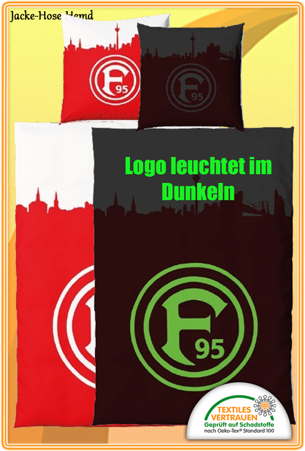 Bettwäsche Fortuna Düsseldorf Logo leuchtet im Dunkeln
