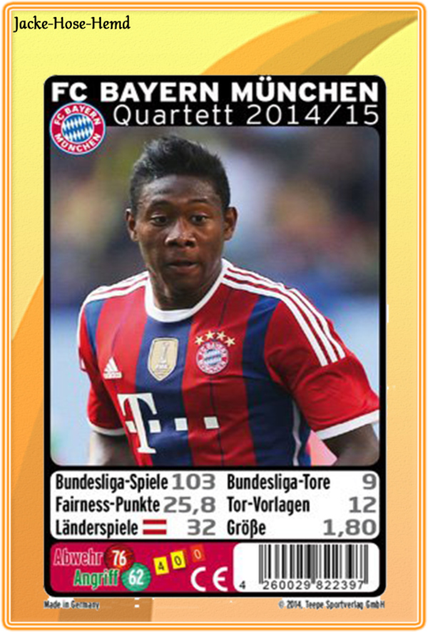 Karten Kartenspiel Quartett Spiel FC Bayern München 2014/15