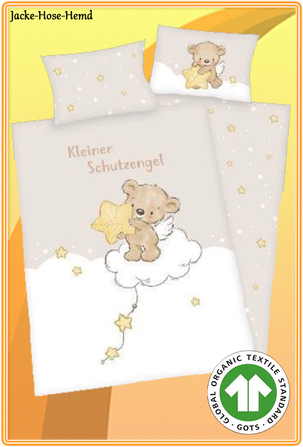 Baby Bettwäsche Bär kleiner Schutzengel BIO Baumwolle Bärchen Gr: 100x135cm