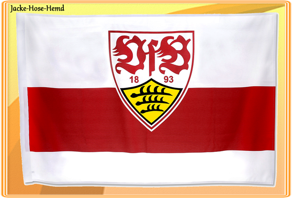 Zimmerfahne VfB Stuttgart Fahne Flagge Stockfahne Wappen Logo Rot Weiß Gr. 80x120cm