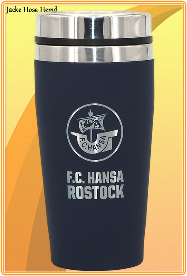 F.C. Hansa Rostock Thermobecher Becher Schwarz Logo Schiff ca.450ml