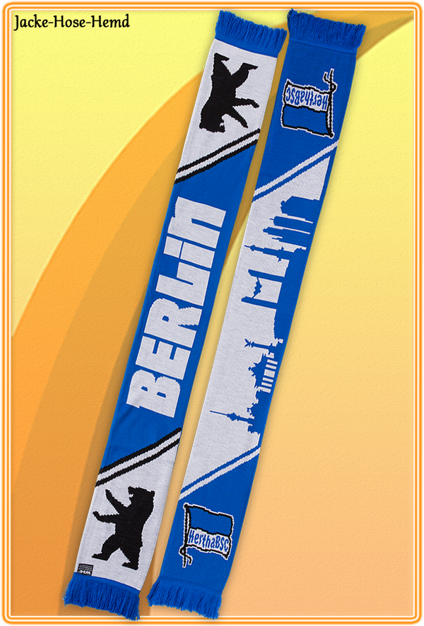 Hertha BSC Berlin Blau Weiss Schal Fanschal Skyline Bär Logo Fahne