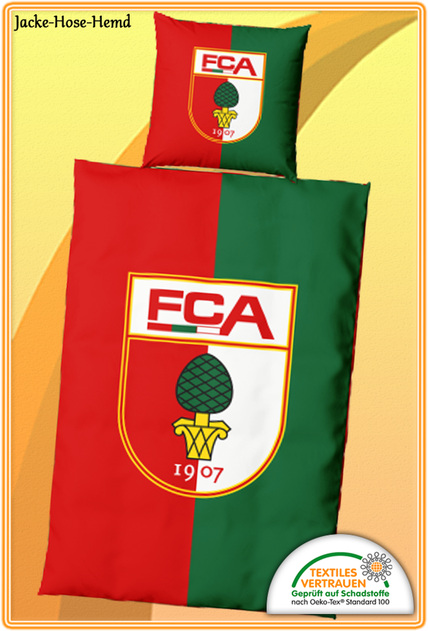 FC Augsburg Bettwäsche Baumwolle Logo FCA 1907 Reißverschluss Gr. 135x200cm